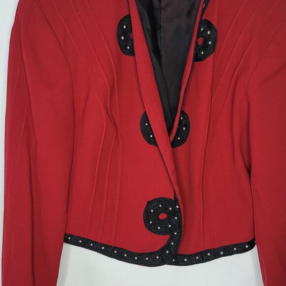 Double D Ranch Wear- Women's Wool Red Bolero Jacket- Size Medium - Picture 2 of 9